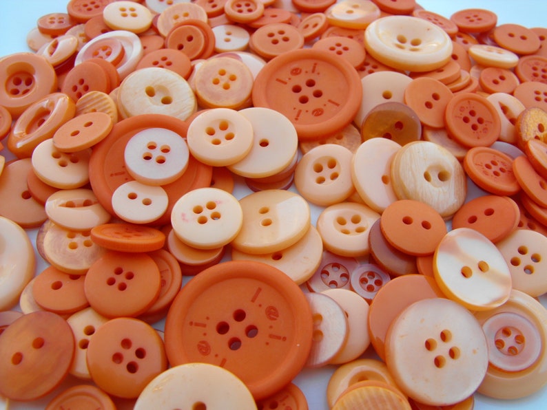Sale Choose your color 100 Bulk Assorted Medium to Small Round Multi Size Crafting Buttons Orange