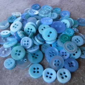 Sale Choose your color 100 Bulk Assorted Medium to Small Round Multi Size Crafting Buttons Waterfall, Teal