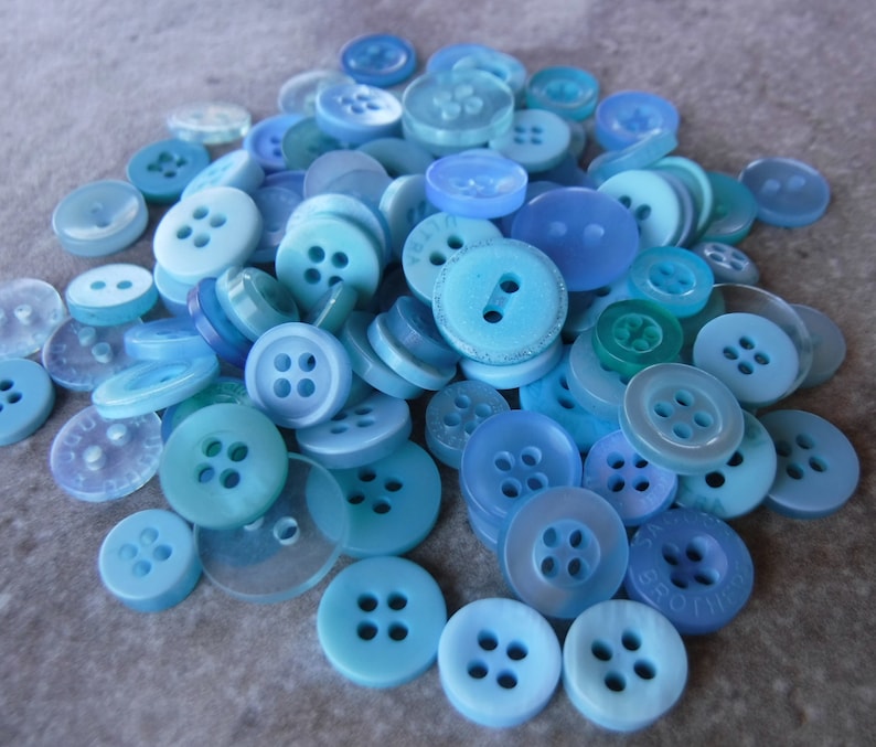 Sale Choose your color 100 Bulk Assorted Medium to Small Round Multi Size Crafting Buttons Waterfall, Teal