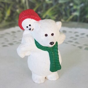 Papa Polar Bear and Child Merry Miniature Christmas 1990