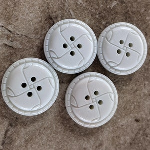 4 Pale Blue Carved Center Dashed Rim Round Buttons Size 1&quot;