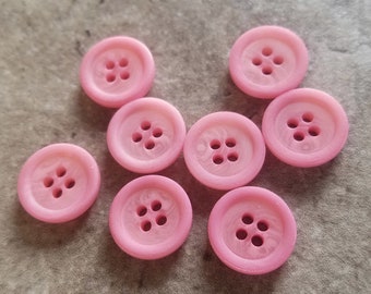 8 Pink Swirled Solid Rim Small Round Buttons Size 9/16" Sewing Crafting