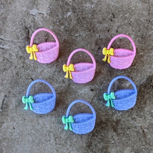 3 Easter Basket with Bow Shank Buttons Size 7/8&quot;