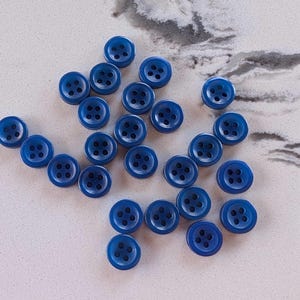 25 Blue Small Shaded Round Buttons Size 3/8&quot;.