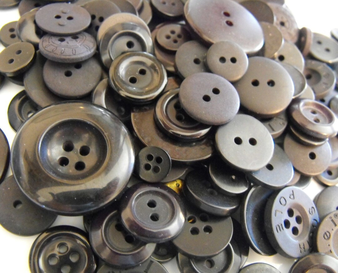 Black Buttons, 100 Bulk Assorted Round Multi Size Crafting Sewing ...