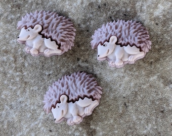 3 Baby Hedgehog Shank Buttons Size 3/4"