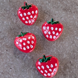 4 Speckled Strawberries Medium Shank Buttons Size 9/16"