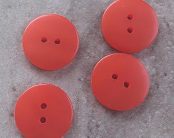 4 Blood Orange Shiny Pop Round Buttons Size 1".
