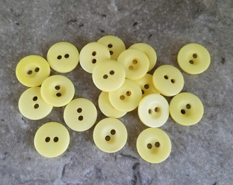 20 Yellow Flat Top Rim Round Buttons Size 7/16"