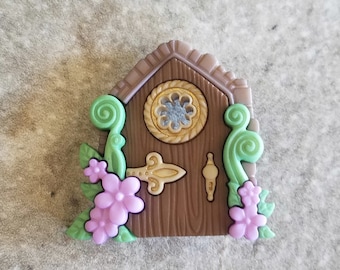 1 Fairy Garden Flower Vine Door Shank Buttons Size 1 1/8" Crafting Sewing