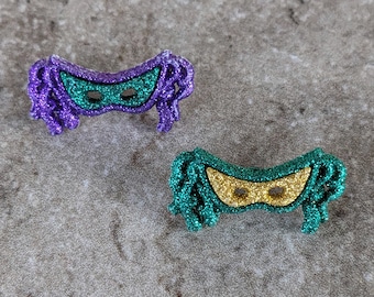 2 Mardi Gras Mask Shank Buttons Size 1 1/16"