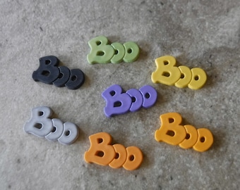 6 Boo Word Flat Back Buttons Size 15/16"