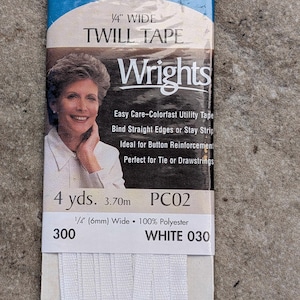 Vintage Wrights Twill Tape White A02