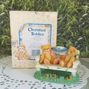 Two Bears On Bench Cherished Teddies Figurine