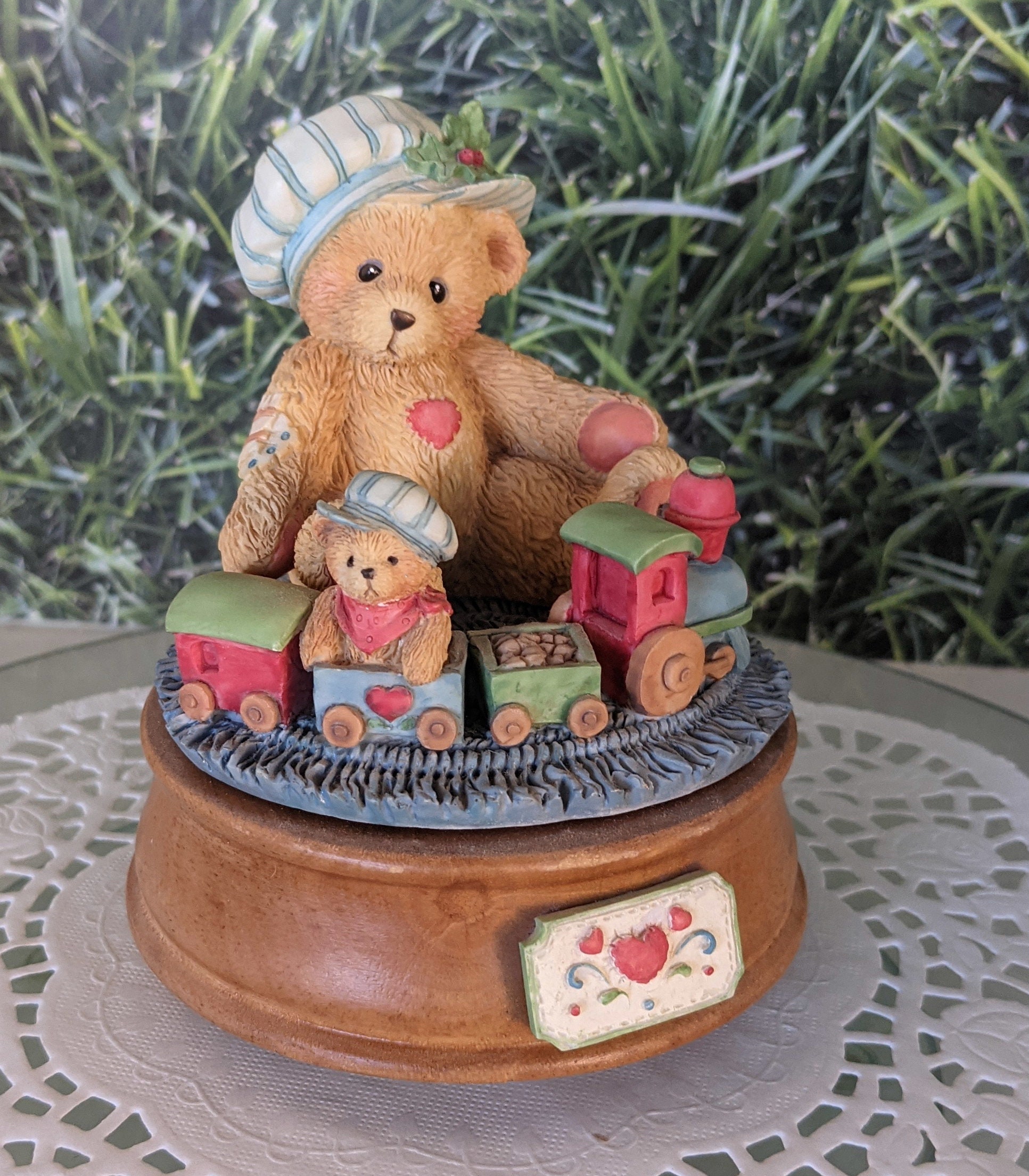 Bear Playing With Train Cherished Teddies Music Box - Etsy