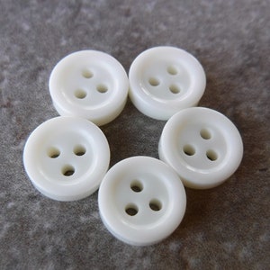 5 Off White Solid 3 Hole Round Buttons Size 7/16&quot;