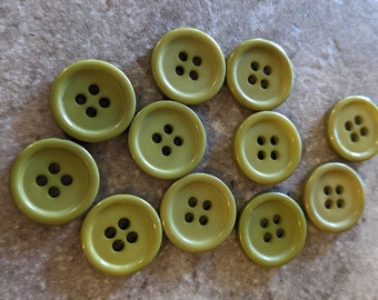 11 Moss Green Rounded 4 Hole Round Buttons Size  5/8"