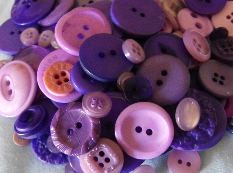 Sale Choose your color 100 Bulk Assorted Medium to Small Round Multi Size Crafting Buttons Purple