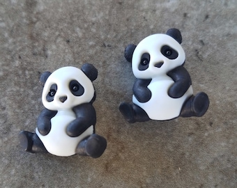 2 Happy Panda Shank Buttons Size 13/16"