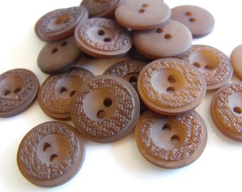 19 Brown Rocky Center Round Buttons Size 5/8"