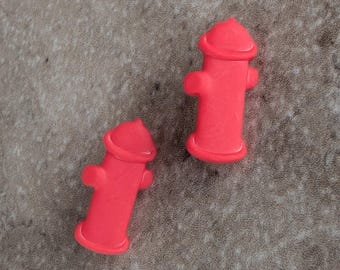 2 Fire Hydrant Bright Thin Shank Buttons Size 1/2"