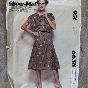 McCalls Pattern Misses&#39; Pullover Dress 6638 Complete  Uncut size 8-10-12