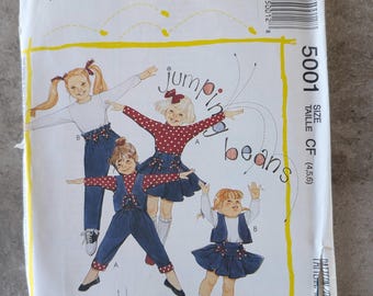 McCalls Pattern Children's Vest, Tops, Skirt and Pants 5001 Complete Uncut Size 4-6