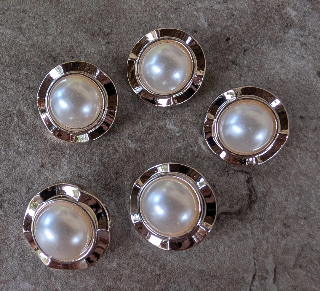 5 Rose Gold Dimple Rim Large Round Shank Buttons Size 15/16