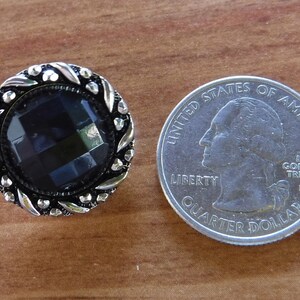 10 Silver with Black Checkered Large Round Shanked Buttons Size 3/4. image 2