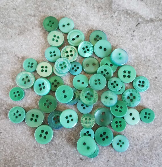 Money Green Buttons, 50 Small Assorted Round Sewing Crafting Bulk Buttons