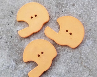 3 Orange Flat Wide Helmet Buttons Size 1 3/8"
