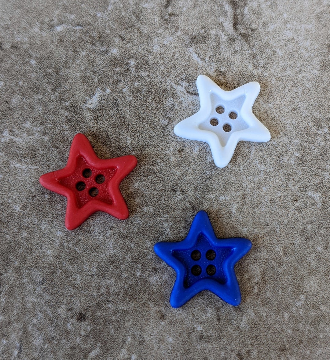 6 Sunken Star Buttons Size 3/4