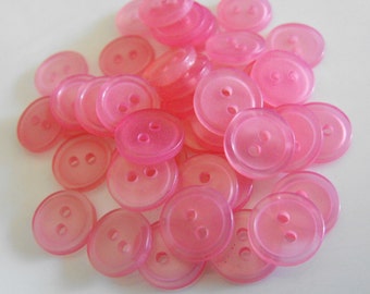 22 Pink Translucent Round Buttons Size 7/16" Sewing Crafting