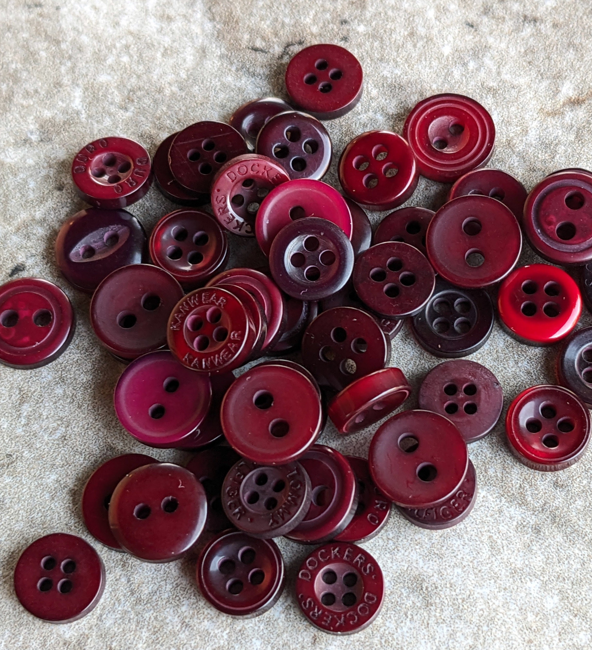 Wine Red Buttons 100 Bulk Assorted Round Multi Size Crafting