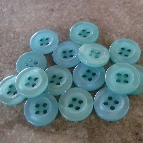 16 Electric Blue Thick Rounded Rim Round Buttons Size 1/2"