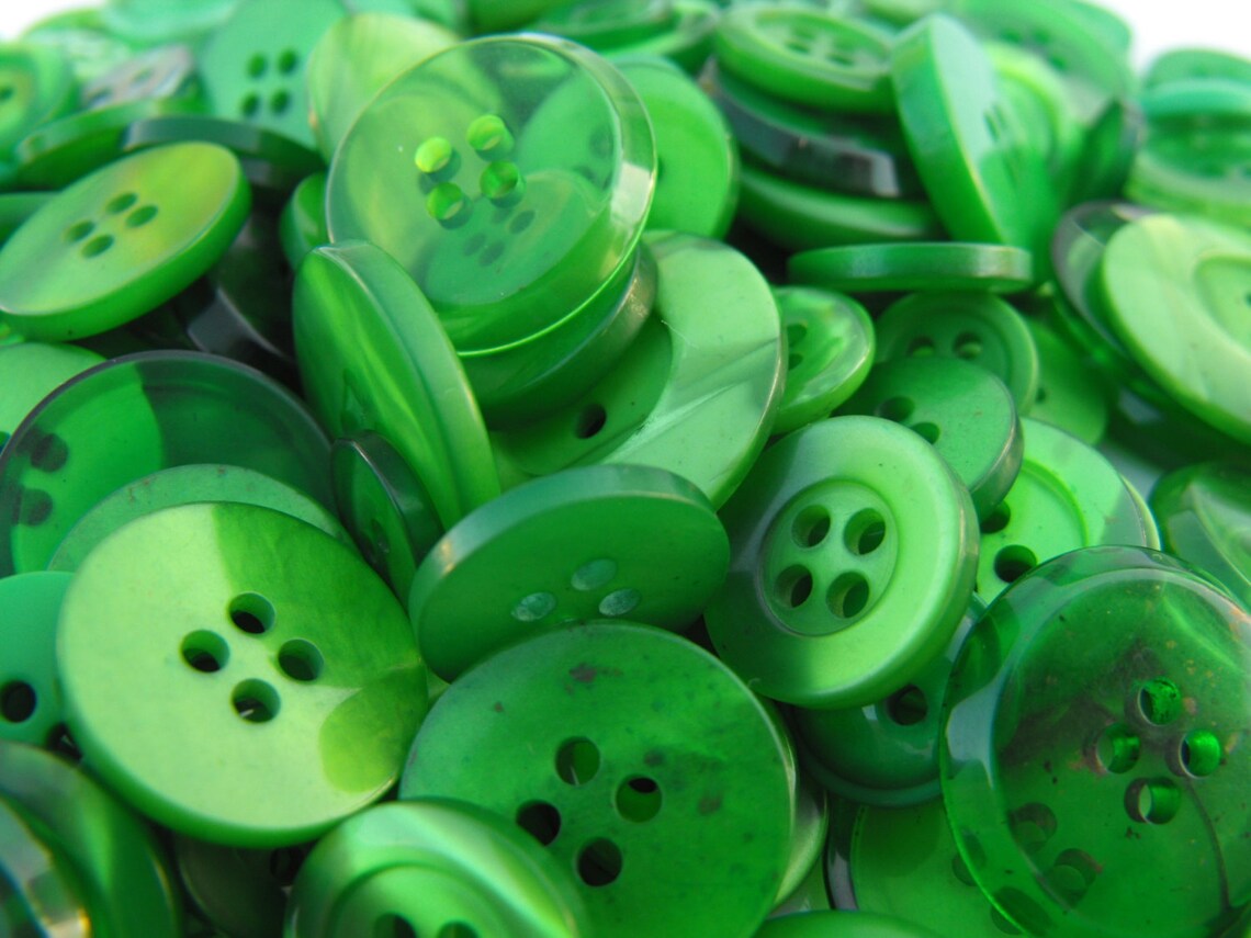 Green Buttons 100 Bulk Assorted Round Multi Size Crafting Etsy