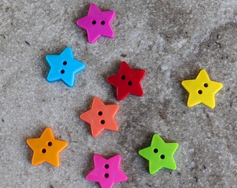 4 Thick Star Medium Buttons Size 11/16"
