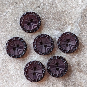 6 Wine Red Rough Thick Rim Round Buttons Size 5/8&quot;
