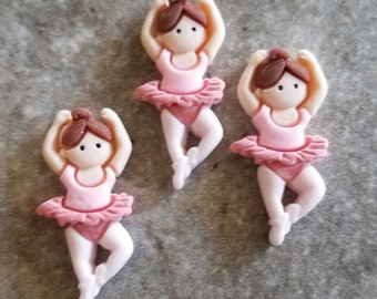 3 Ballerina Flat Back Buttons Size 9/16"