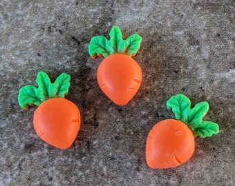 3 Puffy Carrot Flat Back Buttons Size 9/16"