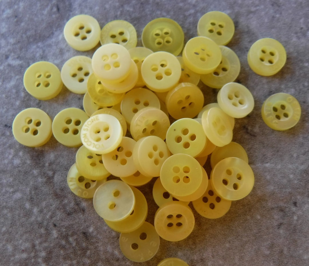 Yellow Buttons Row Sunshine Yellow Buttons, 50 Small Assorted Round Sewing Crafting Bulk ...