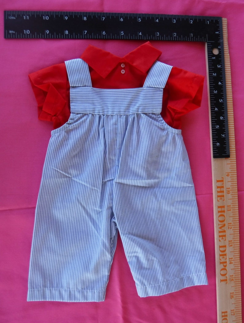 Red Shirt Overalls Doll Outfit
