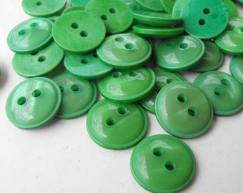25 Green Pop Dot Round Buttons Size 9/16"
