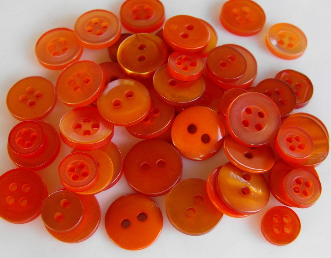 Lot of 50 Flatback Craft Buttons Orange 2-hole 10 mm Sewing