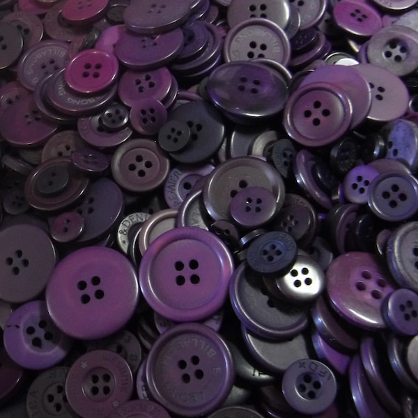 Eggplant Purple Buttons, 100 Bulk Assorted Round Multi Size Crafting Sewing Buttons