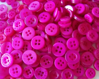 Magenta Buttons, 50 Small Assorted Round Sewing Crafting Bulk Buttons