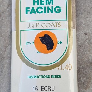 Vintage J&P Coats Stretch Lace Hem Facing Ecru A06