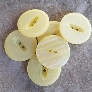 6 Yellow Big Slit Jumbo Irridenscent Round Buttons Size 1 3/16"