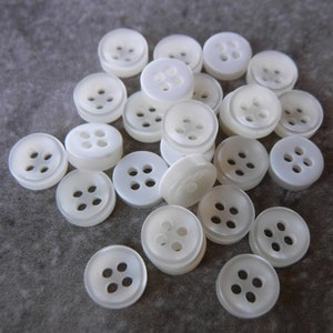 25 Off White Scoop Center Mini Round Buttons Size 5/16&quot;