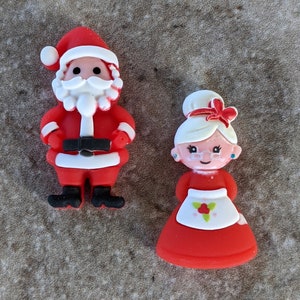 2 Mr & Mrs Claus Flat Back Buttons Size 3/8"
